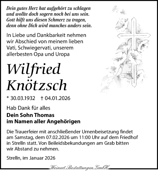 Traueranzeige von Wilfried Knötzsch von Torgauer Zeitung