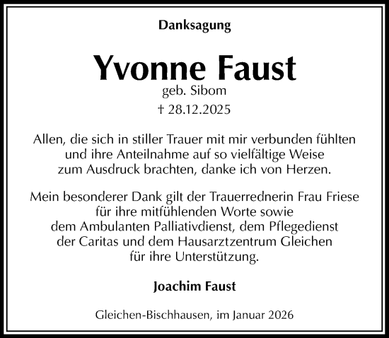 Traueranzeige von Yvonne Faust von Göttinger Tageblatt