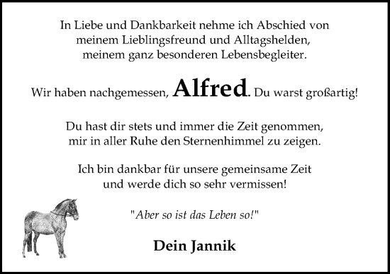 Traueranzeige von Alfred  von Kieler Nachrichten