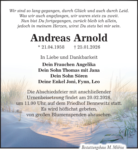 Traueranzeige von Andreas Arnold von Leipziger Volkszeitung