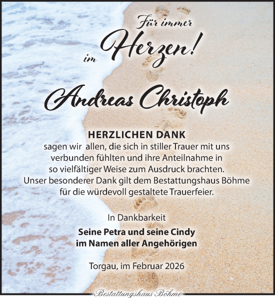 Traueranzeige von Andreas Christoph von Torgauer Zeitung