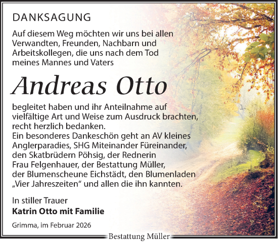 Traueranzeige von Andreas Otto von Leipziger Volkszeitung