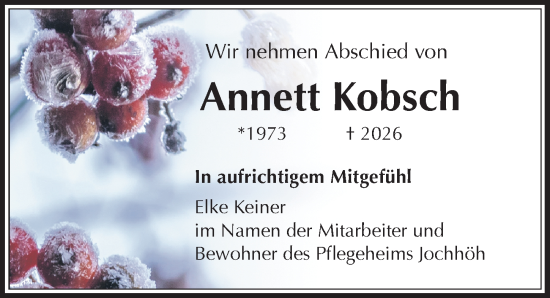 Traueranzeige von Annett Kobsch von Sächsische Zeitung
