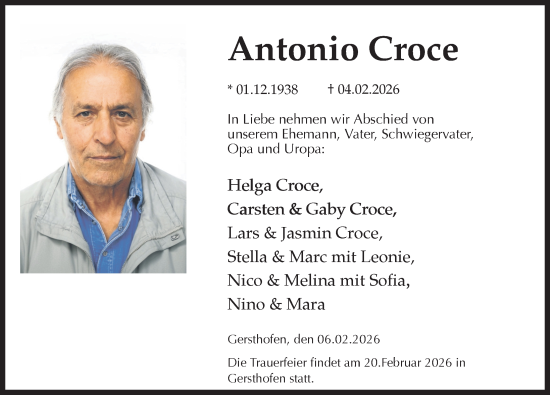 Traueranzeige von Antonio Croce von Aller Zeitung