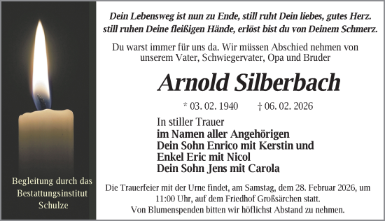 Traueranzeige von Arnold Silberbach von Sächsische Zeitung
