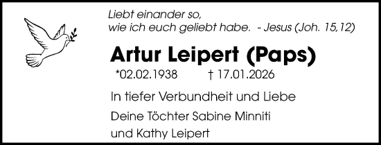 Traueranzeige von Artur Leipert von Lübecker Nachrichten