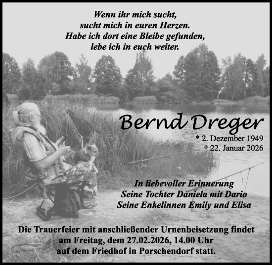Traueranzeige von Bernd Dreger von Sächsische Zeitung