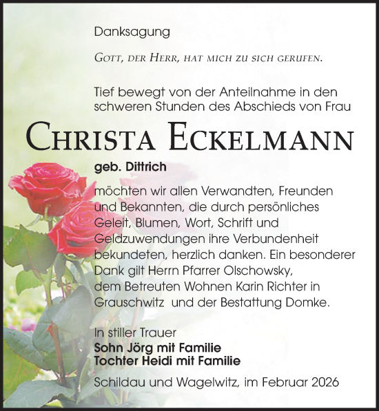 Traueranzeige von Christa Eckelmann von Leipziger Volkszeitung