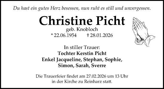 Traueranzeige von Christine Picht von Leipziger Volkszeitung