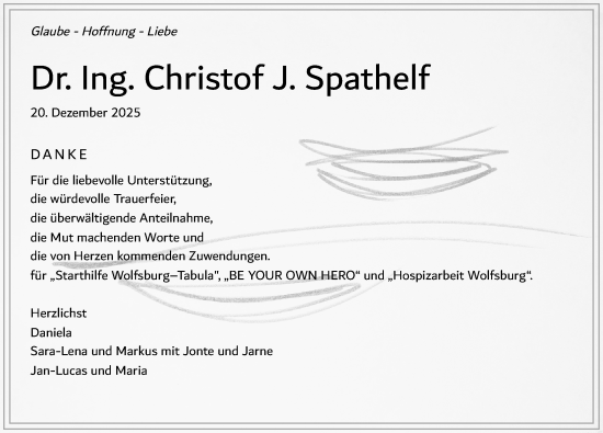 Traueranzeige von Christof J. Spathelf von Aller Zeitung