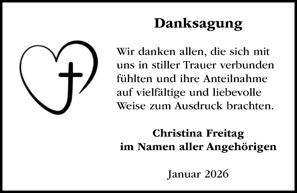  Traueranzeige für Danksagung  vom 08.02.2026 aus Lübecker Nachrichten