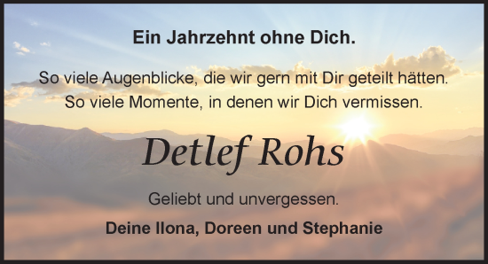 Traueranzeige von Detlef Rohs von Leipziger Volkszeitung