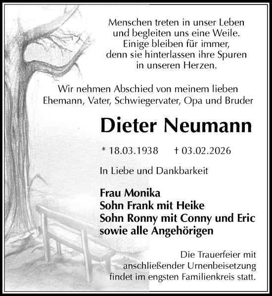 Traueranzeige von Dieter Neumann von Sächsische Zeitung