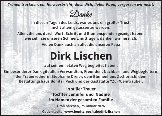 Traueranzeige von Dirk Lischen von Sächsische Zeitung