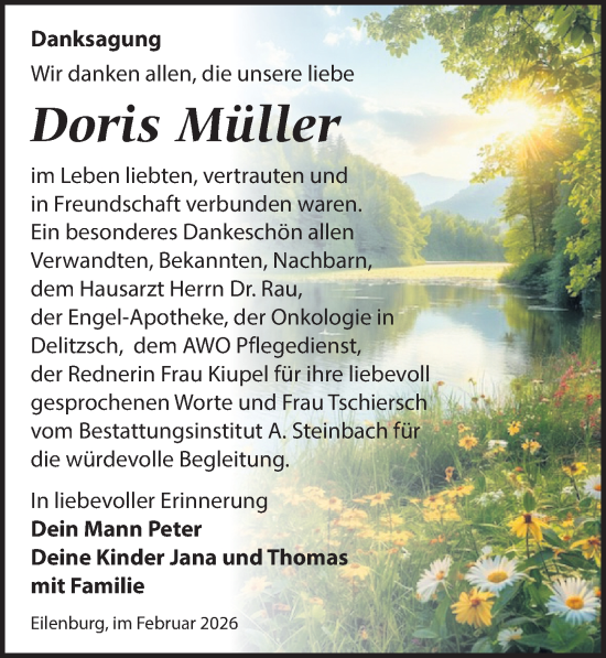 Traueranzeige von Doris Müller von Leipziger Volkszeitung