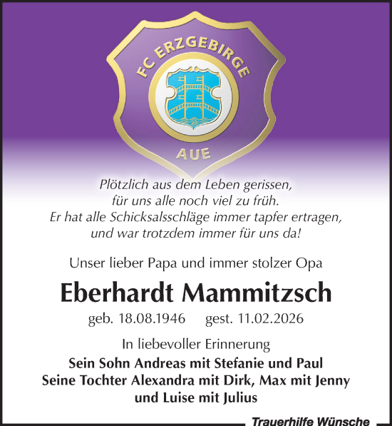 Traueranzeige von Eberhardt Mammitzsch von Leipziger Volkszeitung