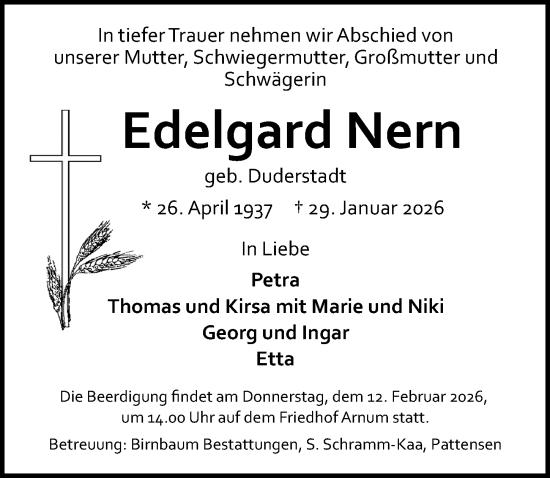 Traueranzeige von Edelgard Nern von Hannoversche Allgemeine Zeitung/Neue Presse