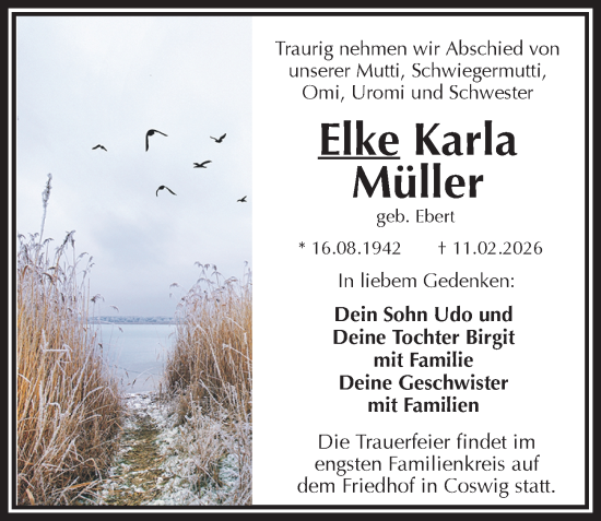 Traueranzeige von Elke Karla Müller von Sächsische Zeitung
