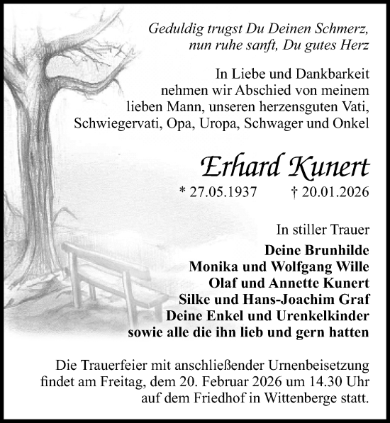 Traueranzeige von Erhard Kunert von Wochenspiegel