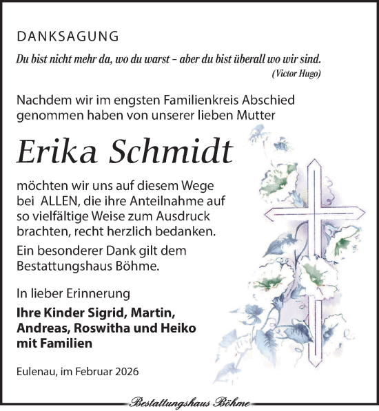 Traueranzeige von Erika Schmidt von Torgauer Zeitung