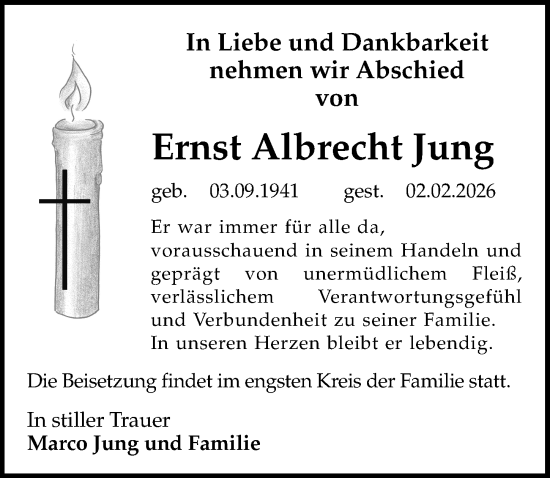 Traueranzeige von Ernst Albrecht Jung von Sächsische Zeitung