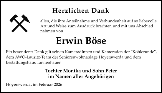 Traueranzeige von Erwin Böse von Sächsische Zeitung