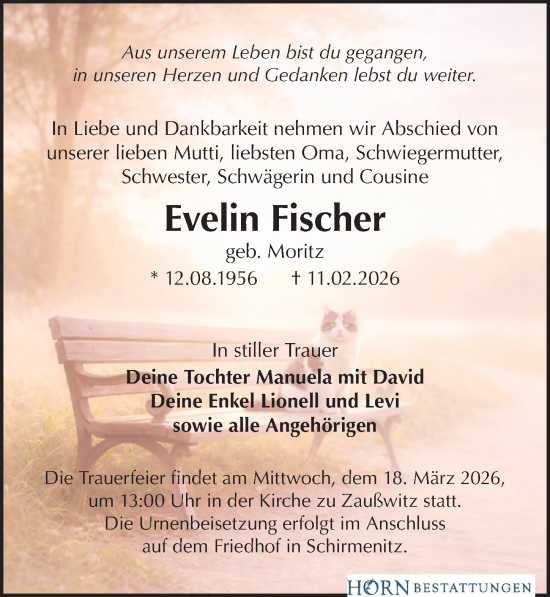 Traueranzeige von Evelin Fischer von Leipziger Volkszeitung