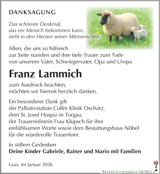 Traueranzeige von Franz Lammich von Leipziger Volkszeitung