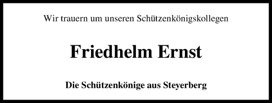 Traueranzeige von Friedhelm Ernst von Die Harke
