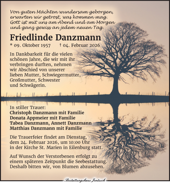 Traueranzeige von Friedlinde Danzmann von Leipziger Volkszeitung