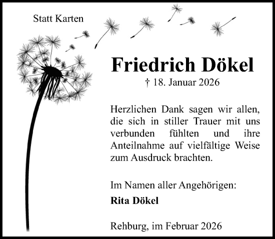 Traueranzeige von Friedrich Dökel von Die Harke