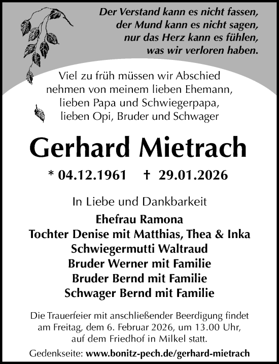 Traueranzeige von Gerhard Mietrach von Sächsische Zeitung