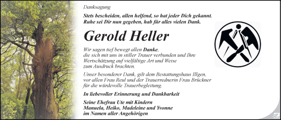Traueranzeige von Gerold Heller von Sächsische Zeitung