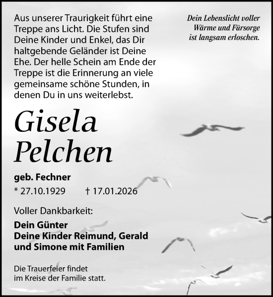 Traueranzeige von Gisela Pelchen von Leipziger Volkszeitung