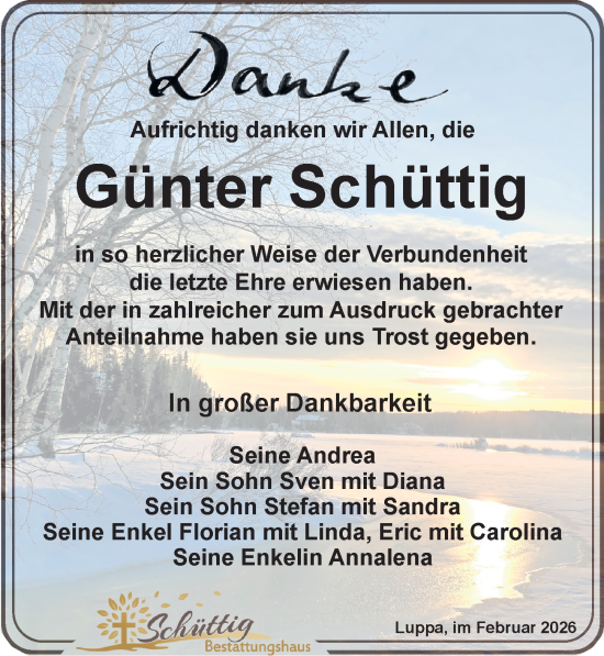Traueranzeige von Günter Schüttig von Leipziger Volkszeitung