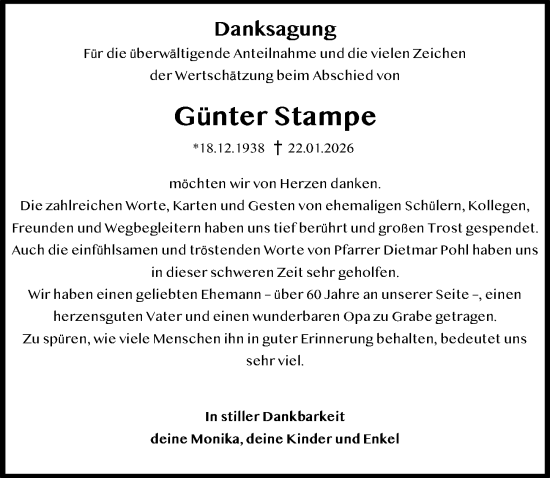 Traueranzeige von Günter Stampe von Sächsische Zeitung