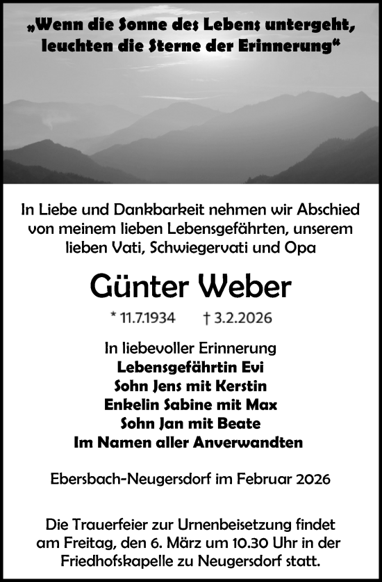 Traueranzeige von Günter Weber von Sächsische Zeitung