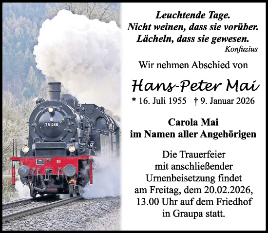 Traueranzeige von Hans-Peter Mai von Sächsische Zeitung