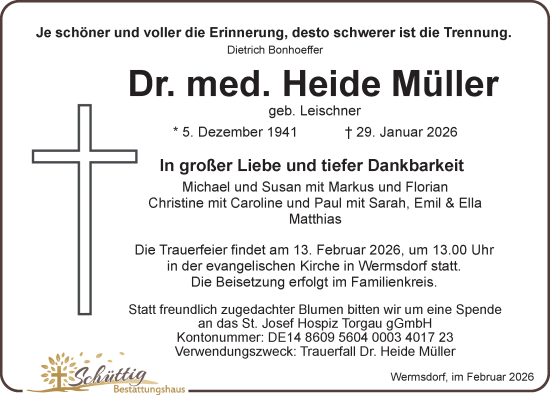 Traueranzeige von Heide Müller von Leipziger Volkszeitung