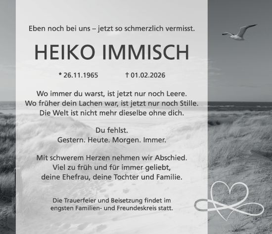 Traueranzeige von Heiko Immisch von Leipziger Volkszeitung
