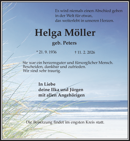 Traueranzeige von Helga Möller von Kieler Nachrichten
