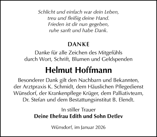 Traueranzeige von Helmut Hoffmann von Märkischen Allgemeine Zeitung