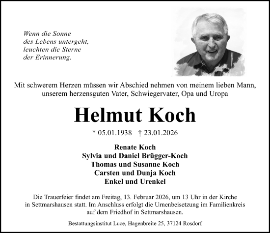 Traueranzeige von Helmut Koch von Göttinger Tageblatt