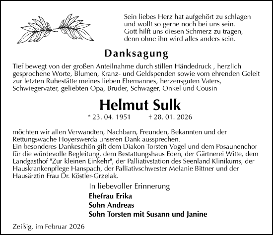 Traueranzeige von Helmut Sulk von Sächsische Zeitung