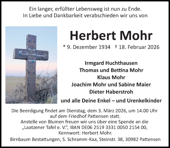 Traueranzeige von Herbert Mohr von Hannoversche Allgemeine Zeitung/Neue Presse