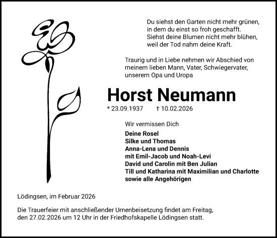 Traueranzeige von Horst Neumann von Göttinger Tageblatt