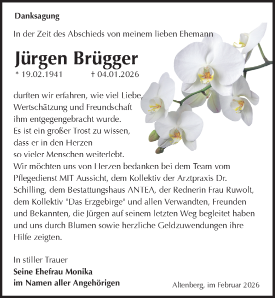 Traueranzeige von Jürgen Brügger von Sächsische Zeitung