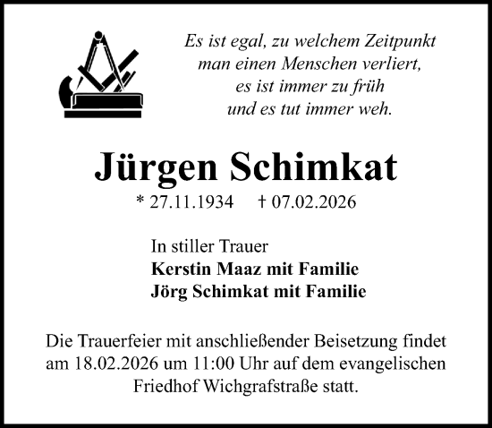 Traueranzeige von Jürgen Schimkat von Märkischen Allgemeine Zeitung