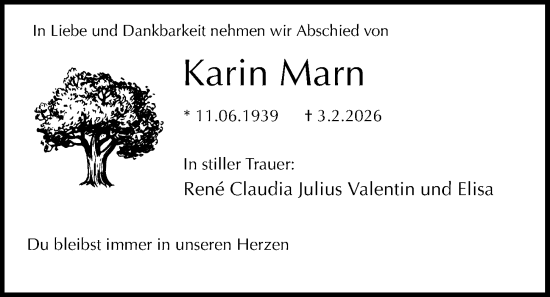 Traueranzeige von Karin Marn von Kieler Nachrichten