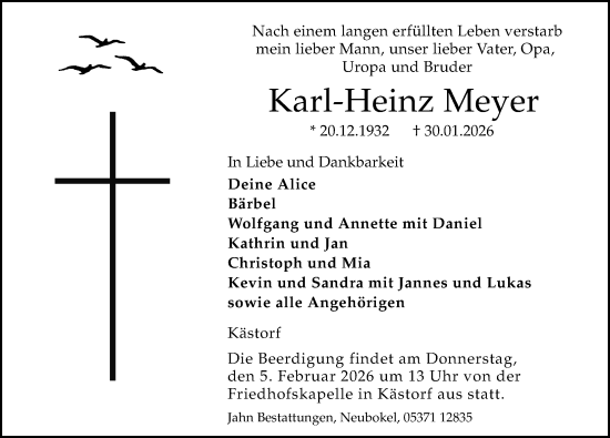 Traueranzeige von Karl-Heinz Meyer von Aller Zeitung